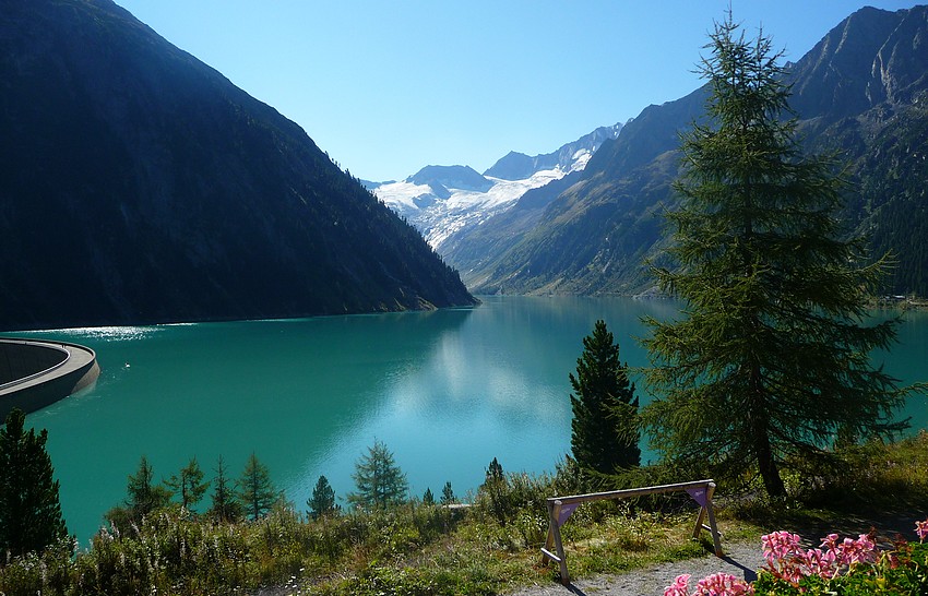 Lage der Dominikushütte oberhalb des Schlegeis-Stausees