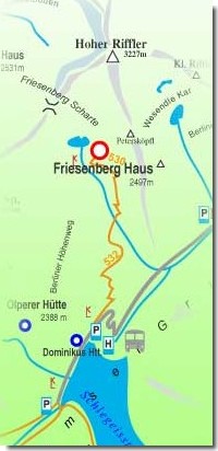 Wanderroute zum Friesenberghaus